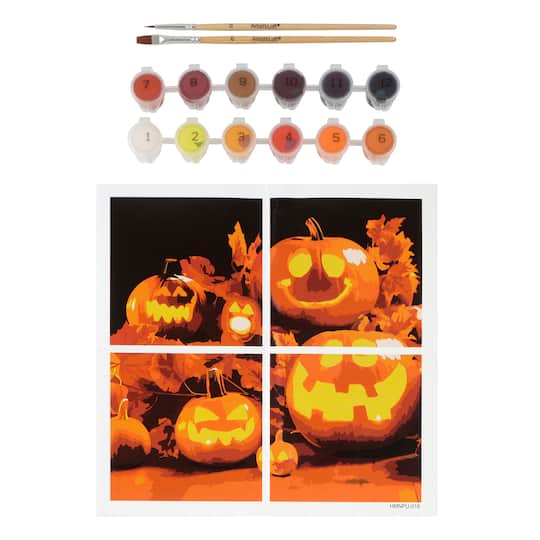 Pumpkin Jack-o'-Lanterns Paint-by-Number Gallery Mini Kit by Artist's Loft®